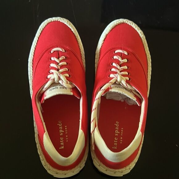 KATE SPADE espadrille lace sneakers coral rose 7.5 - Picture 9 of 13